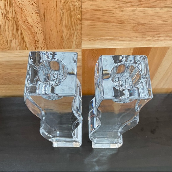 Pair of LENOX Ovations Serenity Wavy Curve 8” Crystal Glass Candle Stick Holders - Picture 4 of 14